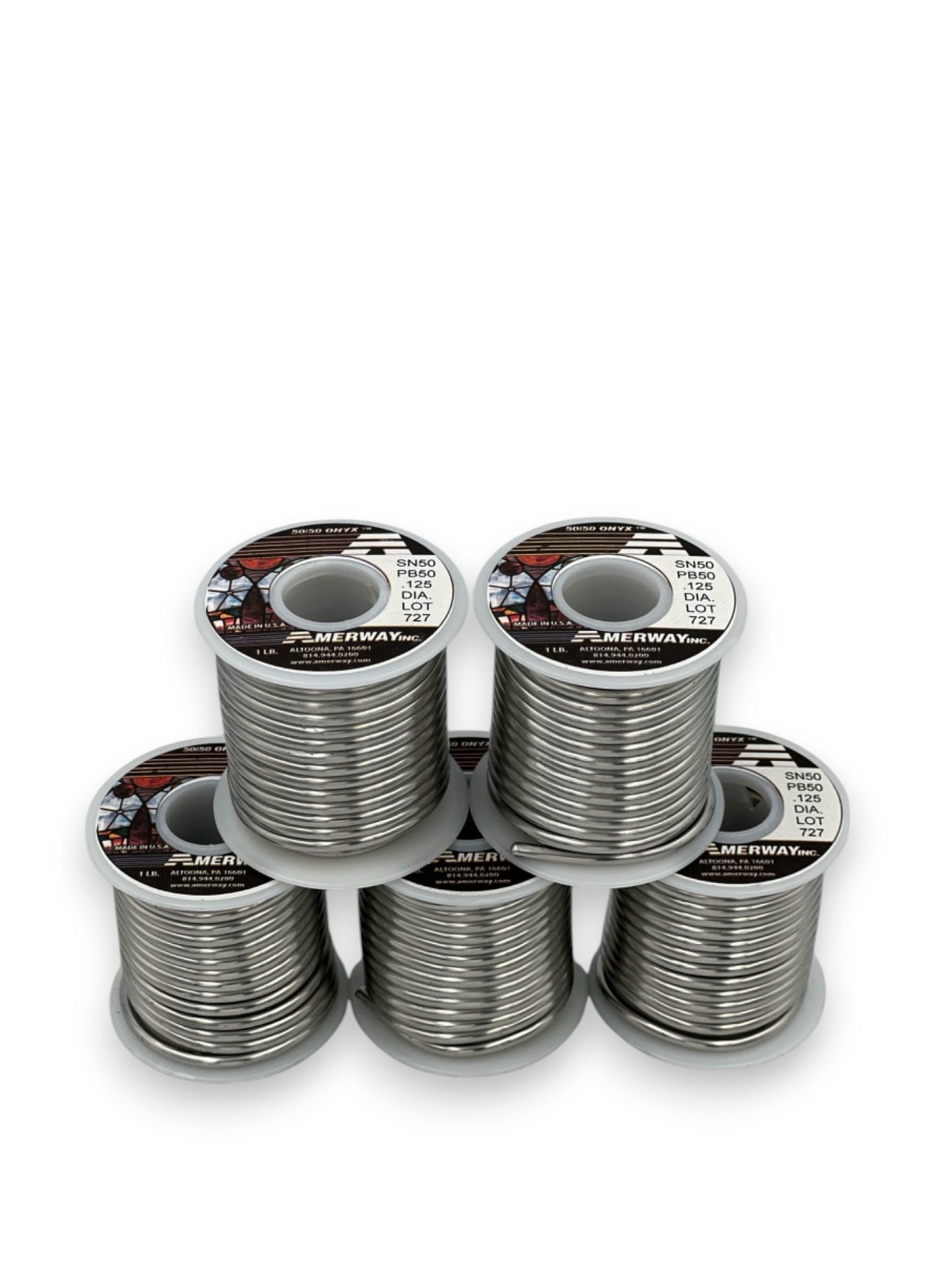 Amerway 50/50 Solder for Stained Glass / 1 lb. spools (5 pack)