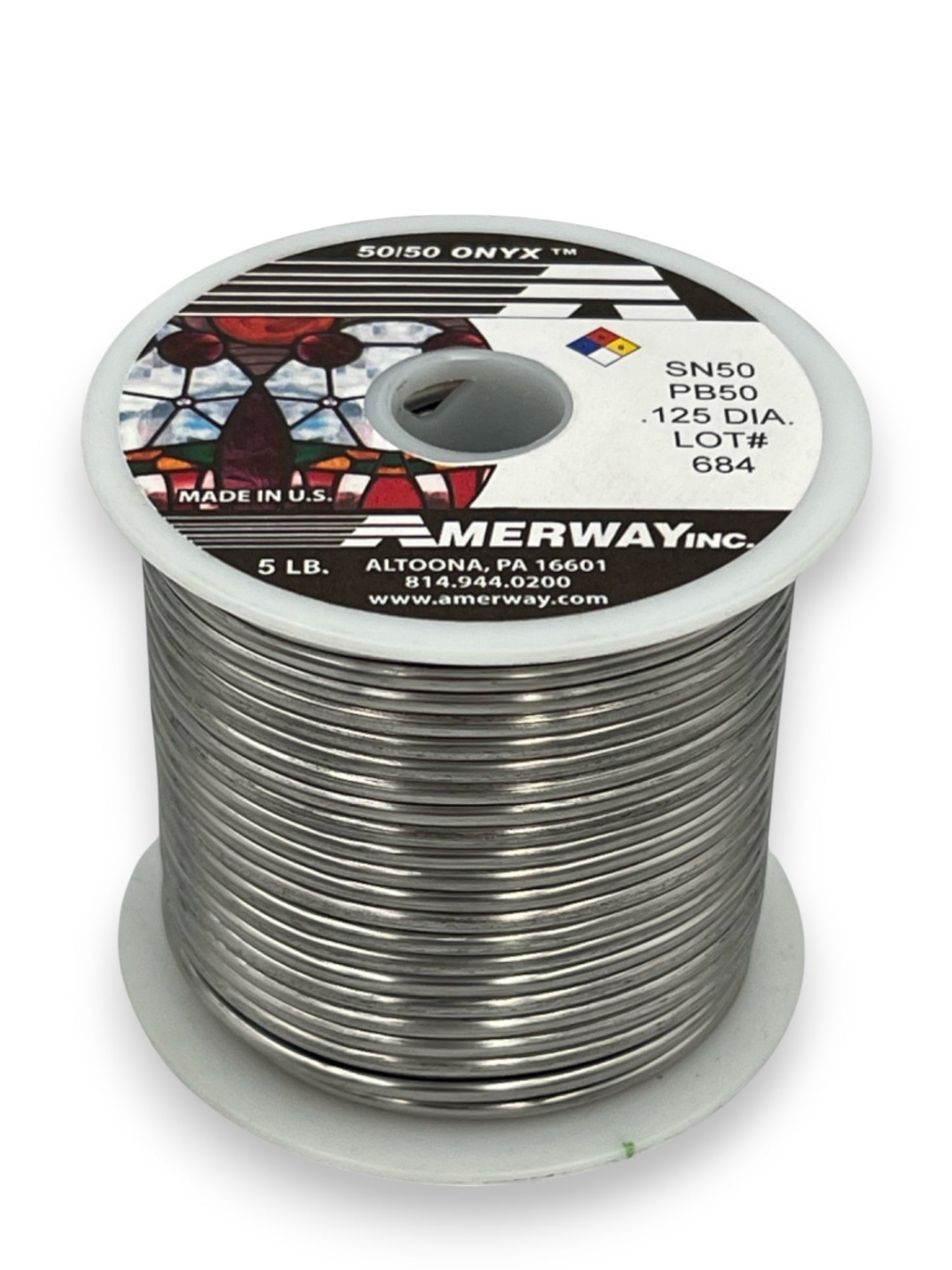 Amerway 50/50 Solder for Stained Glass / 5 lb. spool, .125" dia.