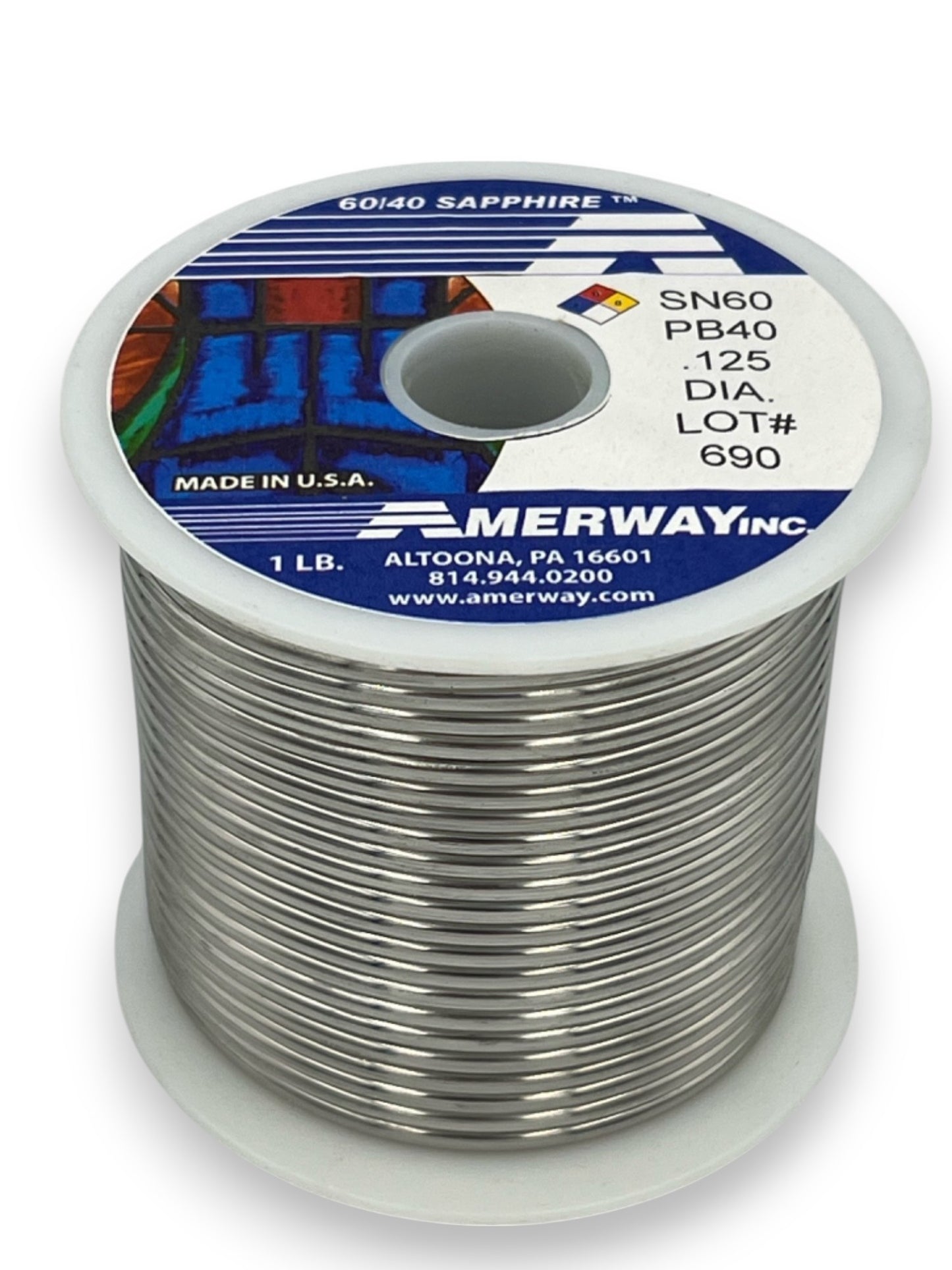 Amerway 60/40 Solder for Stained Glass / 5 lb. spool, .125" dia.