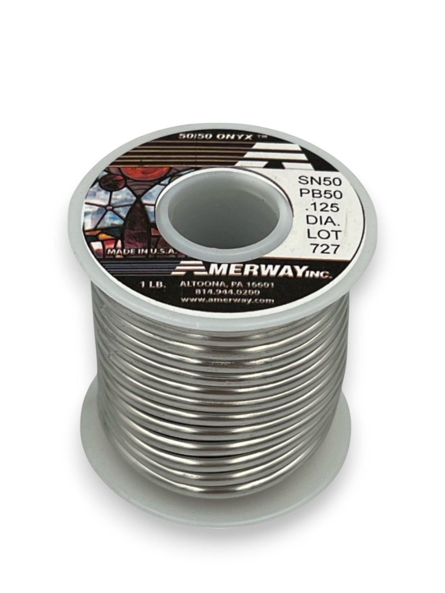 Amerway 50/50 Solder for Stained Glass / 1 lb. spool, .125" dia.