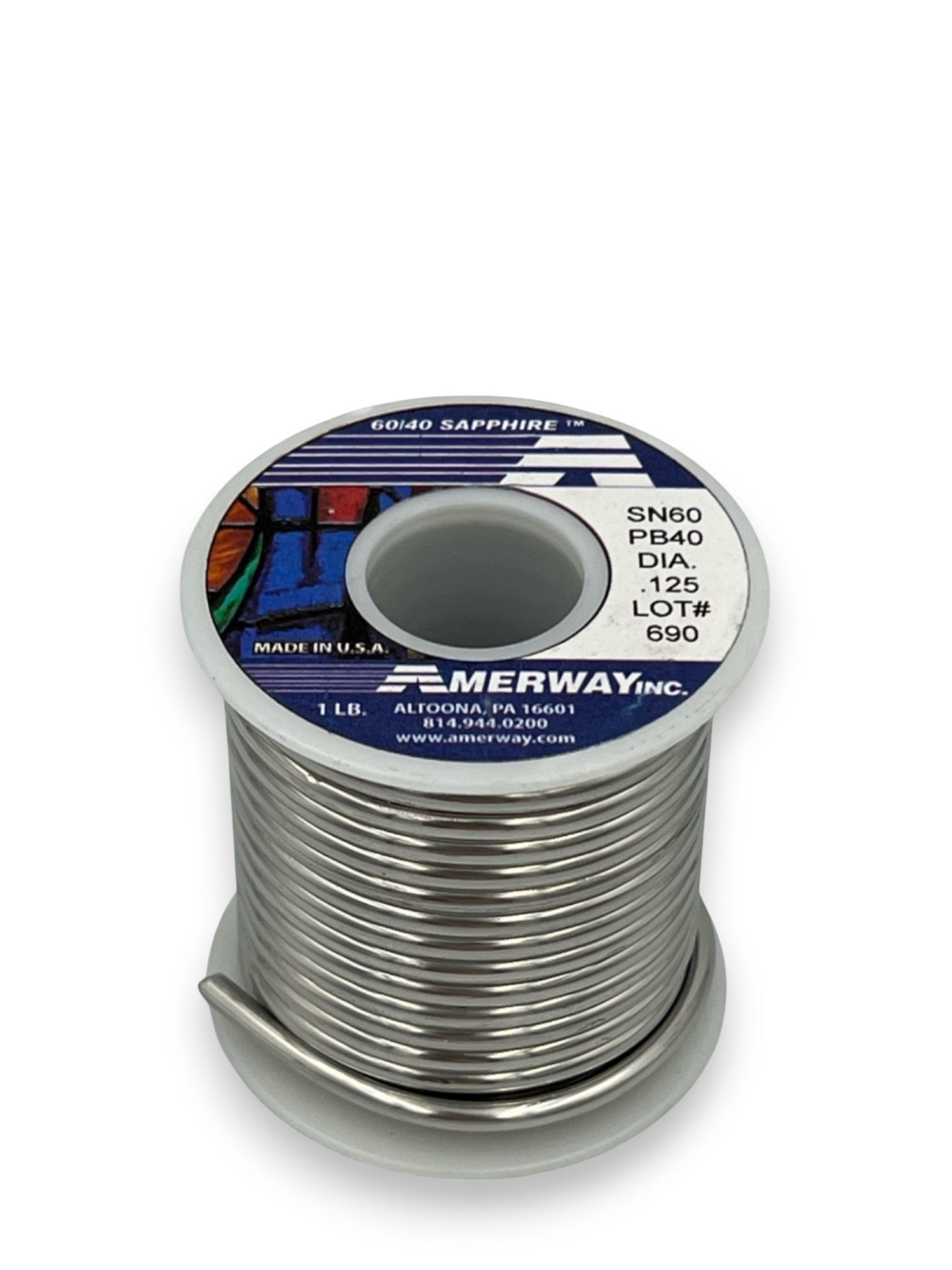 Amerway 60/40 Solder for Stained Glass - 1 lb. spool, .125" dia.