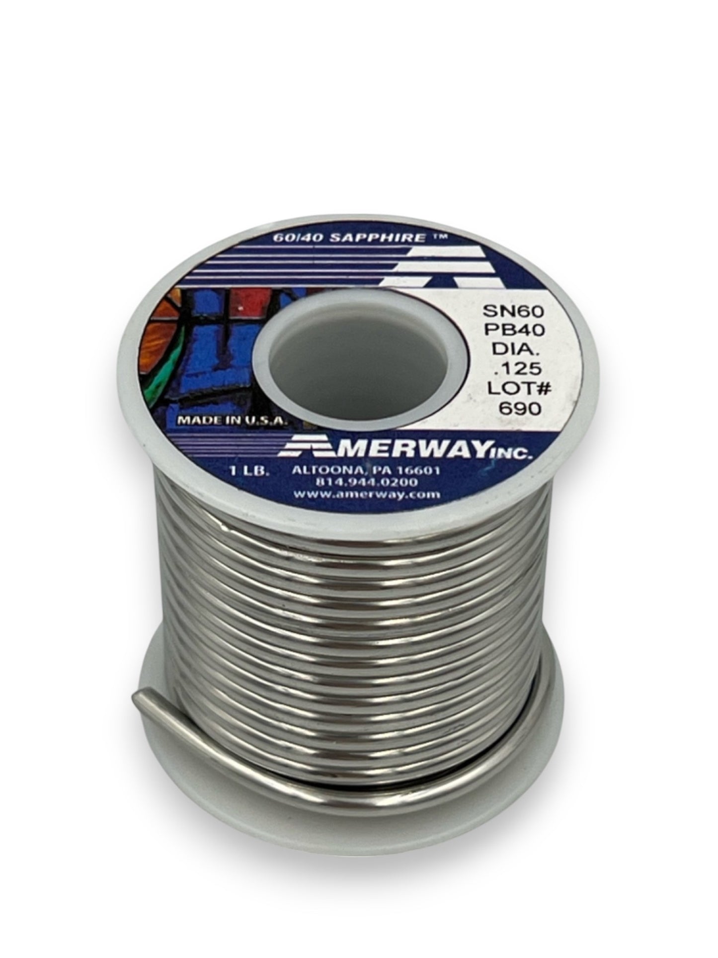 Amerway 60/40 Solder for Stained Glass - 1 lb. spool, .125" dia.