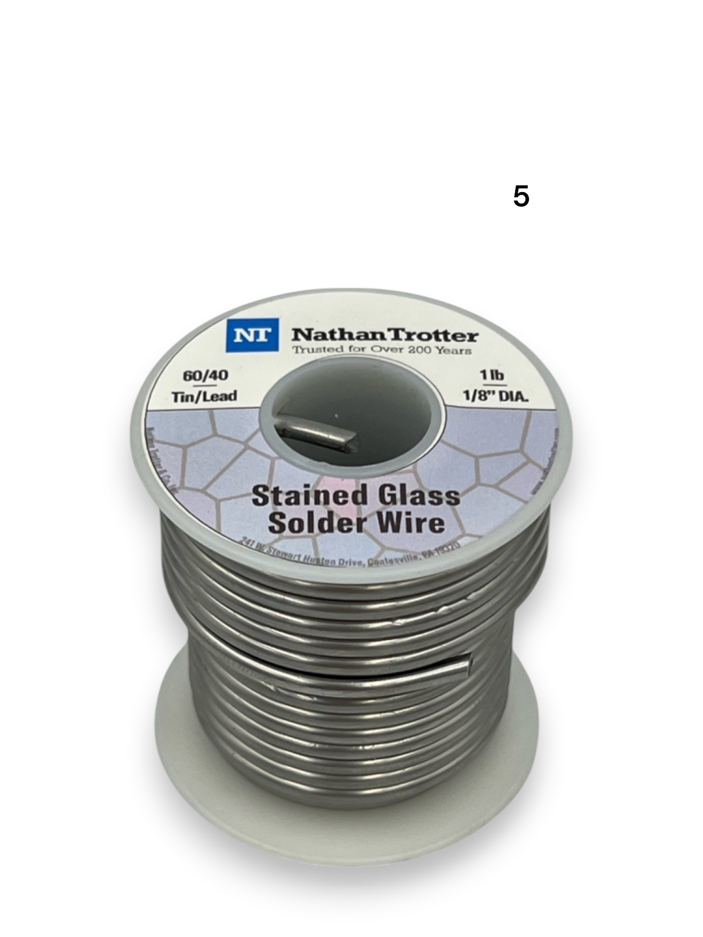 Nathan Trotter 60/40 Solder for Stained Glass - .125" dia. (1 lb. spool)